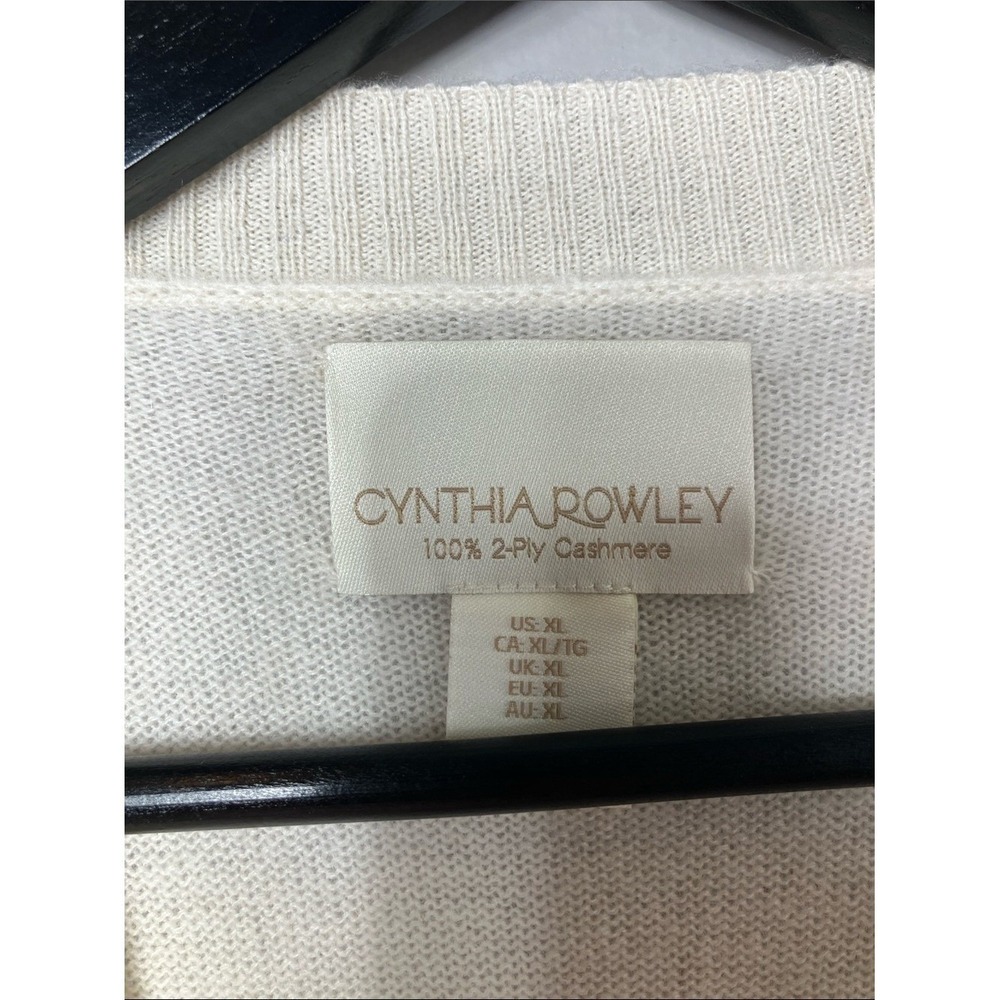 NWT 100% 2-Ply Cashmere Cynthia Rowley Cream Sweater Navy Floral Size XL - Picture 5 of 7